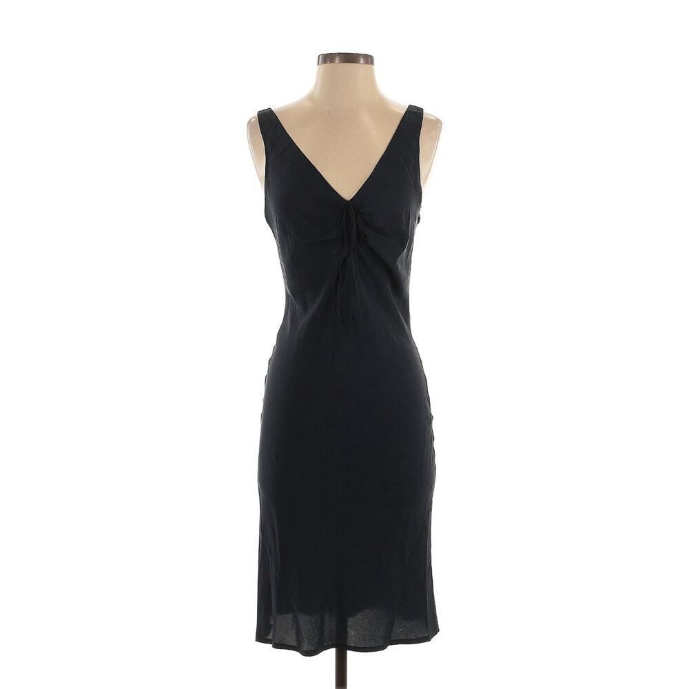 Gucci by Tom Ford Fall 2002 Front Tie Black Silk Slip Dress Mini Veck Vintage 42 - Picture 2 of 15